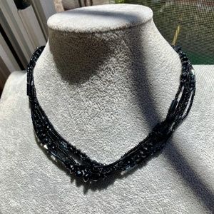 LC Liz Claiborne Jet Black Beaded 5 Strand Choker